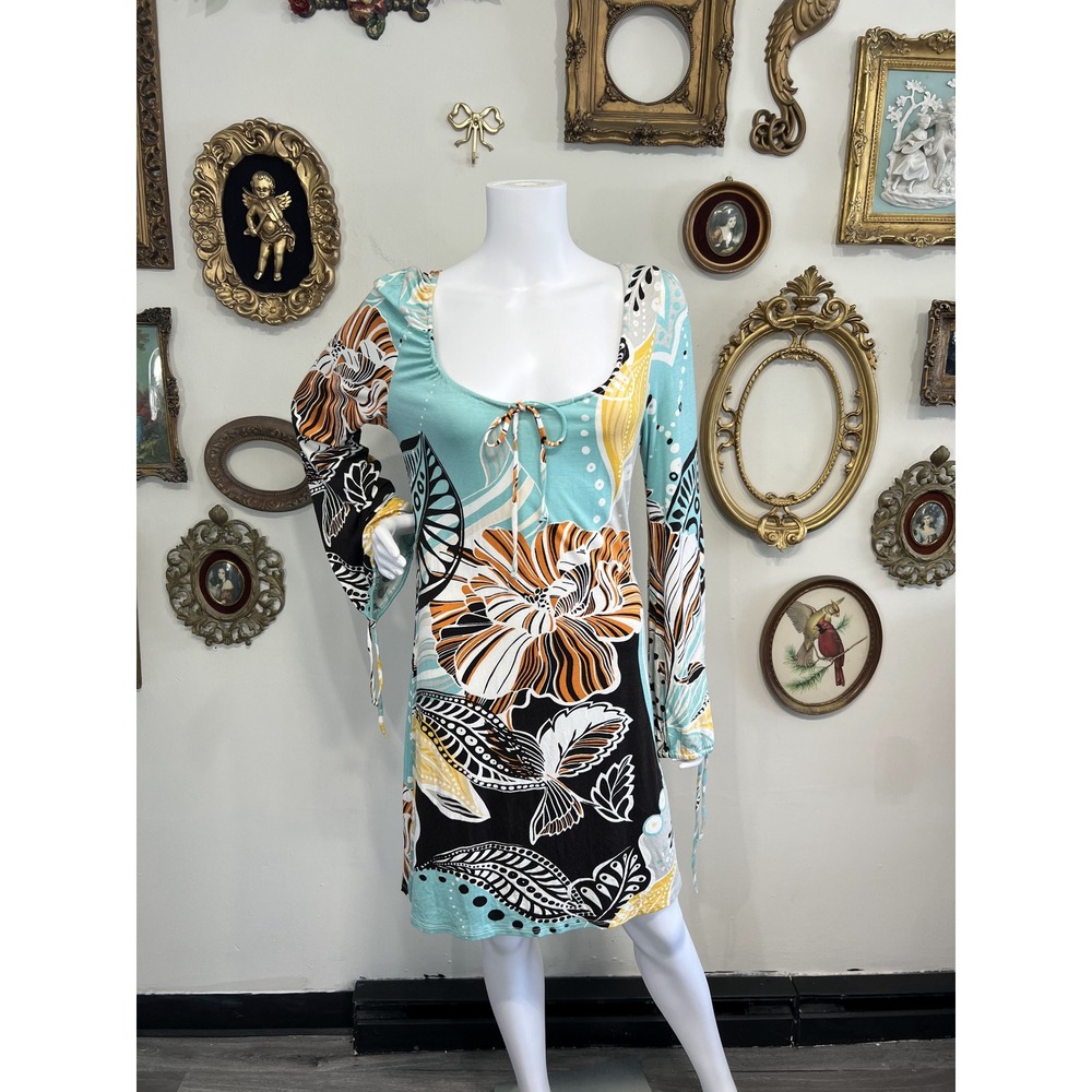 ABS Collection Abstract Floral Long Sleeve Mini Dress Size M